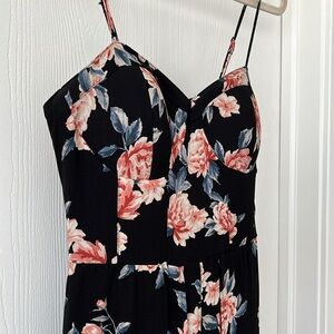 Black Floral Wide Leg Jumpsuit